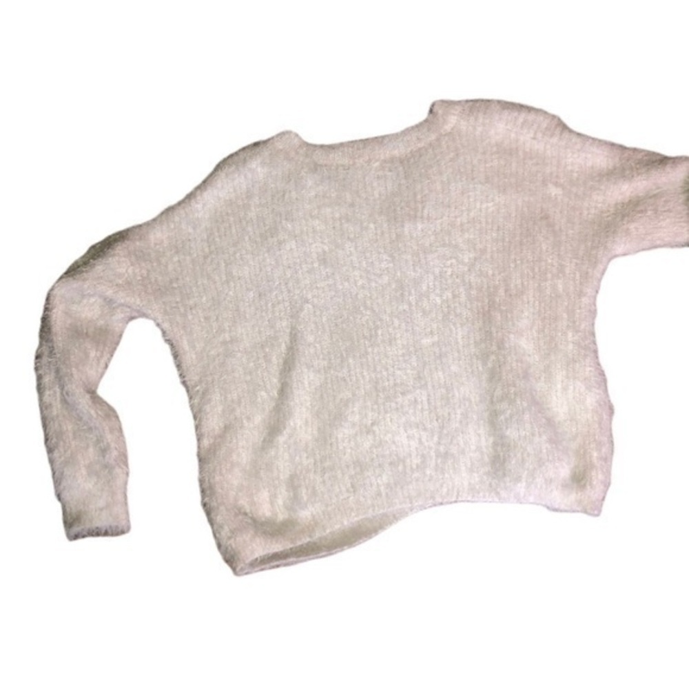 Pink Rose long sleeve v-neck sweater soft fuzzy - Picture 2 of 7